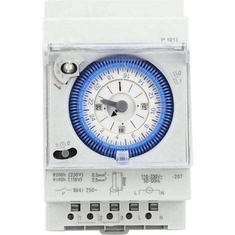 Horloge Piscine Mécanique 16A 250V Programmateur Piscine Horloge Chauffe Eau 15 Minutes 24 Heures pour Hogar, Cocina, Exterior Iluminación Exterior (1/4)