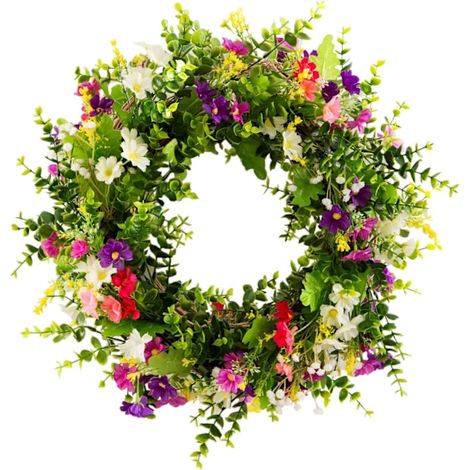 Couronne de porte, printemps/été, toutes saisons, fleurs artificielles, feuilles vertes, couronnes de porte d'entrée, extérieur, fenêtre, mur, jardin, mariage, fête-AquaForge