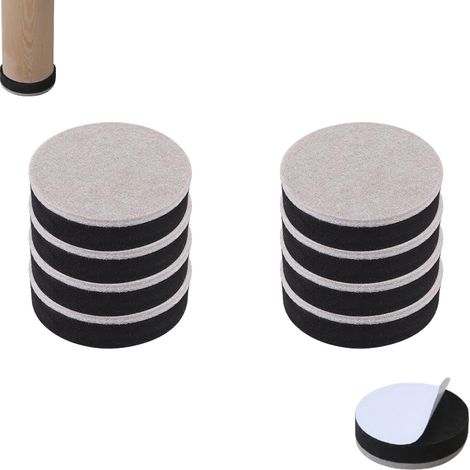 Lot de 8 Rehausseurs de Meuble Auto-Adhésifs, Patins Feutre Protecteurs Pieds de Canapé, Tampons Ronds pour Tables Légères (Hauteur 1.5cm)