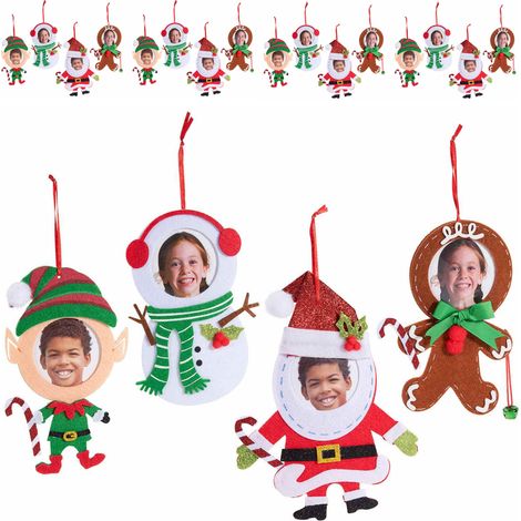 Set 16 Portafoto Natalizi da appendere in panno - Decorazioni personalizzabili per l'albero di Natale (1/3)