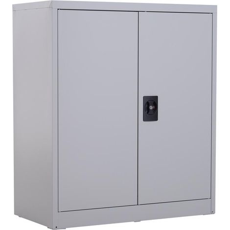 Classeur en métal gris 2 portes avec serrure et étagère réglable, 80x40x92,5 cm, robuste pour bureau ou atelier (1/4)