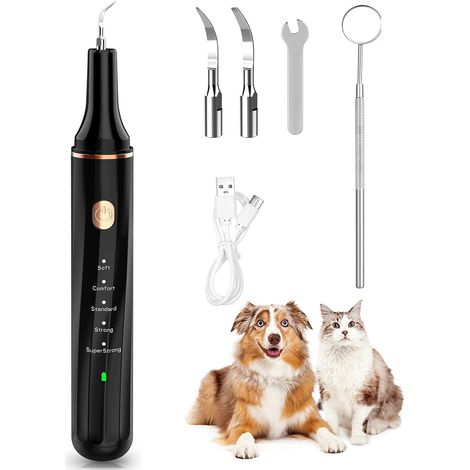 Kit per la pulizia dello spazzolino da denti per cani - Strumento per la rimozione del tartaro a ultrasuoni per denti, pulitore dentale a ultrasuoni per cani con strumenti dentali, raschietto per la p