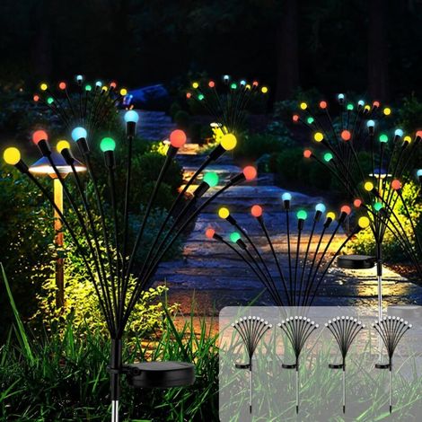 Set of 4 outdoor solar string lights, 10 LEDs, IP65 waterproof, for garden, patio, shrubs, decorative (multicoloured) (1/4)