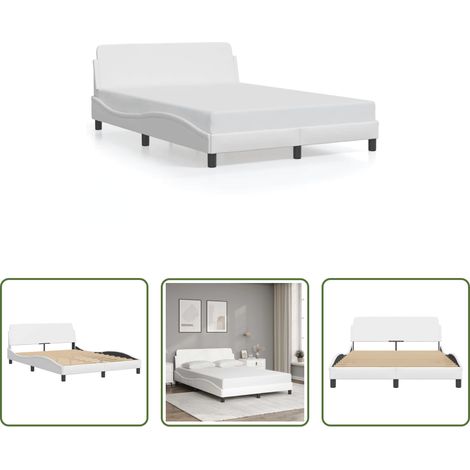 vidaXL Tête de lit - Cadre de lit Dover blanc 140x200 cm similicuir (1/5)