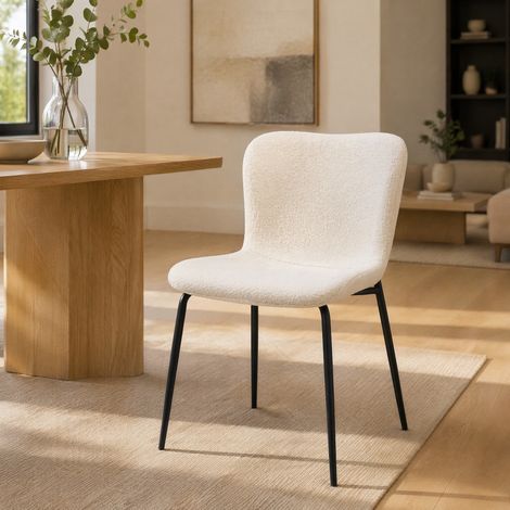 Chaises salle manger lot de 2 tissu métal blanches OKMYHOME (1/5)
