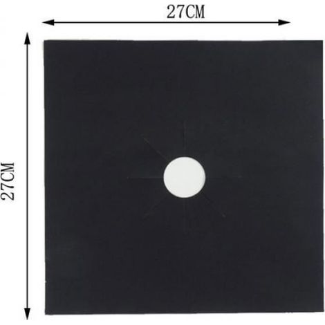 Couverture Gaziniere - Teflon Fibre De Verre - 27x27 Cm - Noir - 4 Pieces (1/4)