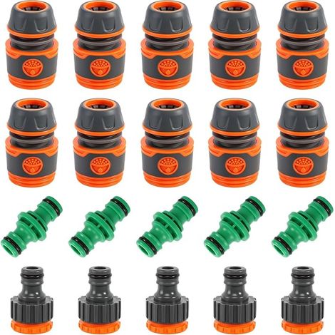 20 Pièces Raccord Tuyau Arrosage 1/2 Pouce, Embout Tuyau Arrosage 1/2 Pouce, Connecteur Rapide Universel en Plastique ABS+TPR pour Jardin Pelouse et Lavage de Voiture (1/5)