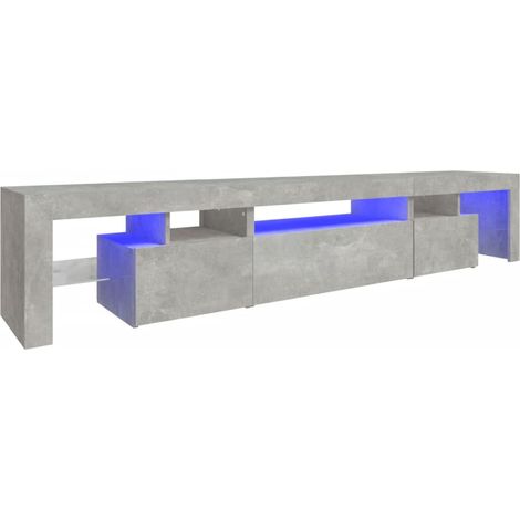 TV-Möbel mit LED-Lichtern Beton-Grau 215x36,5x40 cm
