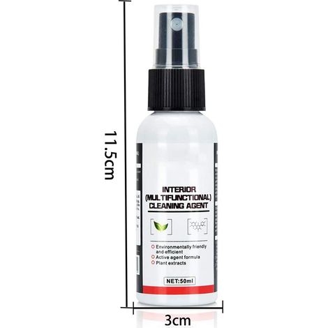 Nettoyant multifonction détachant spray mousse pour cuir et intérieur, décontaminant sans eau, agent nettoyant sec tissu, anti-taches efficace, usage domestique et auto. (1/5)