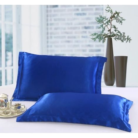 Set mit 2 superweichen Kissenbezügen aus Satinseide, 48 x 74 cm – Dunkelblau (1/3)