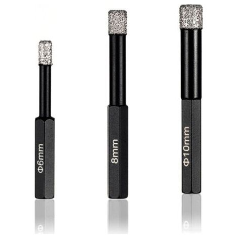 3Pcs Ardoise Trépan Diamant 6mm 8mm 10mm Outil de Forets en Marbre pour Carreaux de Céramique (1/4)