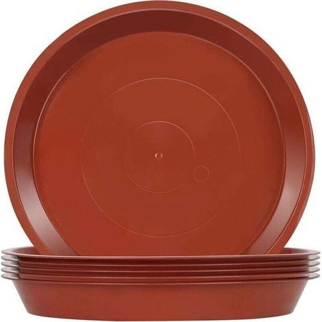 Lot de 6 Soucoupes pour Plantes, Soucoupes pour Pots de Fleurs pour Plantes, Plateaux de Planteur pour Intérieur, Extérieur, Jardin - 23cm/Rouge (1/4)