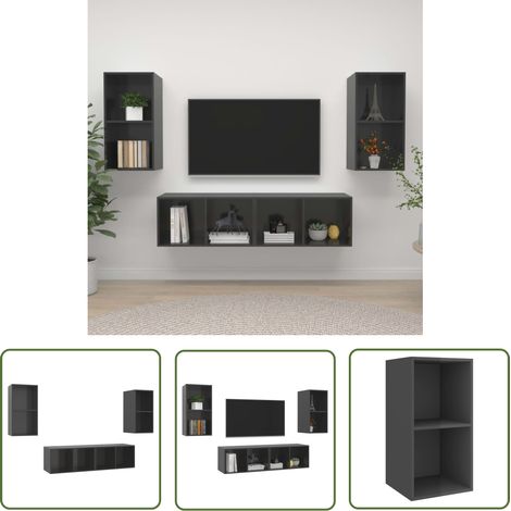 Maison Exclusive TV-Wandschränke 4 Stk. Hochglanz-Grau (1/5)