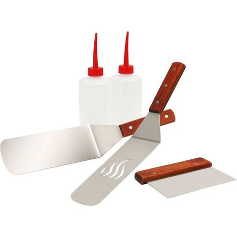 BBQ-Toro Set d'accessoires pour plancha en acier inoxydable (5 pièces) Ensemble de barbecue avec spatule, bouteilles à gicler Outils pour gril Teppanyaki