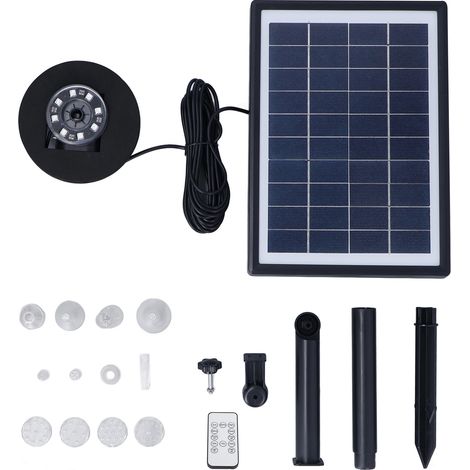 Pompe de fontaine solaire 10V 7W, type divisé, modes de jets multiples, anti-obstruction avec LED pour piscines