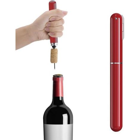 Apribottiglie 2 in 1, rosso – con taglia-capsule integrato – pratico e leggero (1/5)