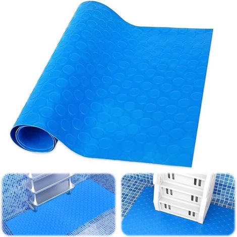 Tappetino per scaletta piscina - Tappetino protettivo - Nuoto sicuro - Gomma antiscivolo - 40x90 cm - Blu (1/5)