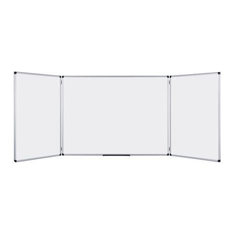 Tableau triptyque blanc laqué 60 x 90 cm – Surface en acier laqué pour marqueurs effaçables à sec – Fixation murale incluse – Maxiburo