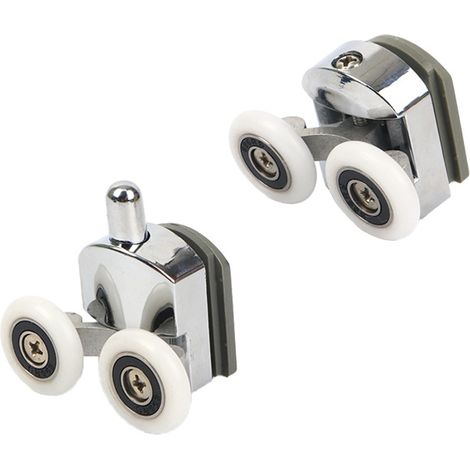 Set di 4 rulli doppi - per porta doccia scorrevole, 2 ruote in lega di zinco da 23 mm di diametro per bagno