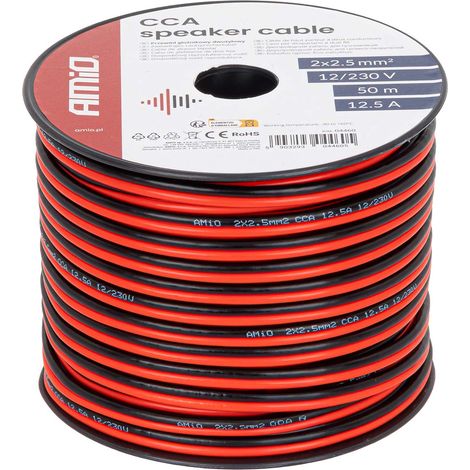 Câble d'enceinte à deux conducteurs CCA 2x2,5mm2 50m 12,5A amio-04460 (1/5)