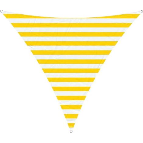 Voile d'ombrage à rayures jaunes et blanches, 2 x 2 x 2 mètres, tissu Oxford 100% polyester. (1/5)