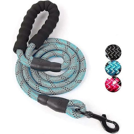 Laisse pour chien en nylon résistant avec poignée rembourrée et cordon réfléchissant (1/5)