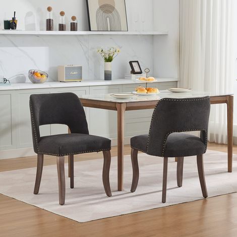 2er Set Esszimmerstühle aus Holz, klassische gepolsterte Stühle für Küche und Esszimmer, Bauernstuhl - Schwarz