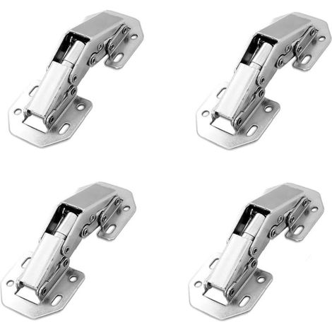 Petit Charnière à Visser avec Ressort 90 Degré Charnieres Fermeture Automatique pour Portes Légère Complètement en Applique et Rentrant de Meubles Armoires Cuisine Lot de 4 (1/5)