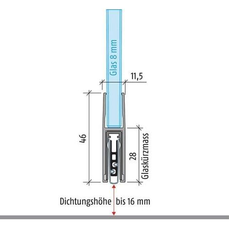 Joint de porte KG-F8 étroit 1-s.L.959mm Aluminium argenté GLT (1/4)