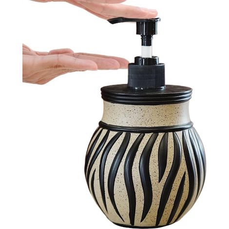 Distributeur de savon cuisine à motif zèbre , flacon pompe élégant , récipient rétro , porte-savon d (1/5)