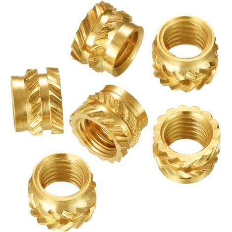 Kit di 100 inserti filettati in ottone zigrinato, adatti per parti in plastica e parti per stampanti 3D, M4 x 6 mm (1/5)