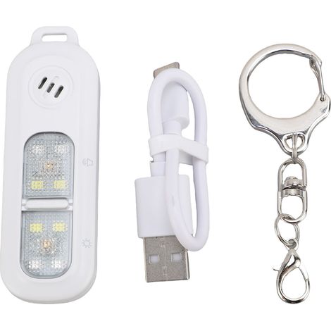 Porte-clés alarme de sécurité, sirène 130dB, lumière LED 3 couleurs étanche, défense personnelle urgence course à pied nuit blanc (1/5)