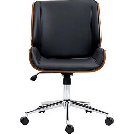 Ergonomischer Bürostuhl 53x60x86-96 cm aus Holz und Stahl, schwarz, verstellbar – MEUBLIV (1/5)