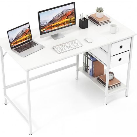 COSTWAY Scrivania Computer Pc Ufficio Cassetto 120 Salvaspazio Compatto Moderno Cameretta Camera Studio Casa Home Office Tavolo Desk Scrittoio Postazione Ergo (1/5)