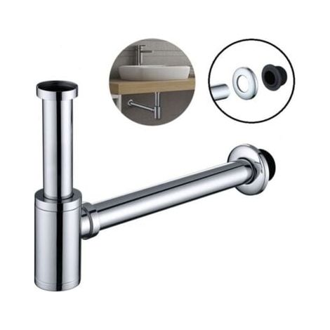 Siphon de Lavabo en Acier Inox Siphon pour vasque et lavabo hauteur réglable Set de Siphon G1-1-4" (1/3)