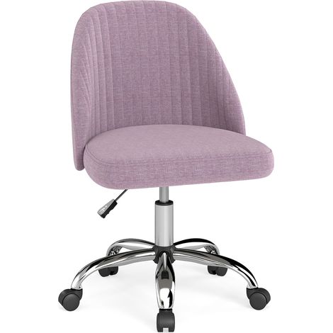 COSTWAY Modern Armless Desk Chair Office Swivel Vanity Chair Rolling Caster Padded Backrest Seat Pink (1/5)