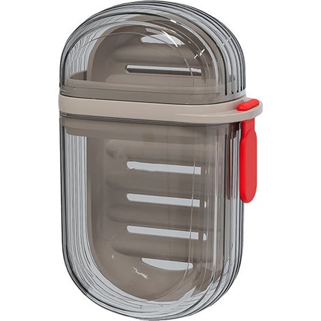 Porta sapone da viaggio, mini contenitore portatile sigillato, con coperchio e sistema di drenaggio, ideale per viaggi e campeggio. (1/5)