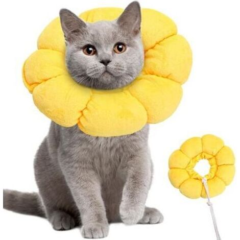 Collier de protection réglable pour chat, motif tournesol, col en coton doux pour animaux de compagnie, 14-22 cm, collier de récupération pour chats et petits chiens après chirurgie (1/5)