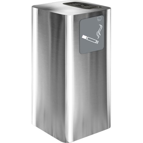 Posacenere da Esterno 30x30xh65 cm In Acciaio Inox con Vaschetta Superiore Argento