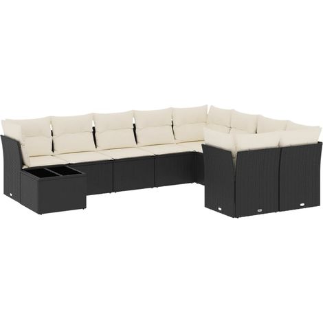 Maison Exclusive - Set de sofás de jardín 10 pzas cojines ratán s (1/5)