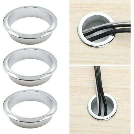 Câble Passe Couvercle Passe-câble de bureau en métal 60 mm – Anneau décoratif pour boîte d'enfilage meubles, la gestion des fils d'ordinateur bureau, 3 pièces, (one size) (1/4)