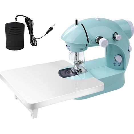 Mini máquina de coser, doble arrastre, entrenamiento de puntada de cadeneta, juego de costura de 99 piezas, tamaño compacto, cortador de hilo fácil de usar. (1/5)
