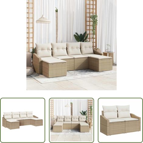 vidaXL Banquet extérieur - Ensemble de salle à manger pour jardin 6 pcs Beige et crème (1/5)