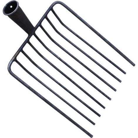 Heugabel mit 9 Zinken, Mistgabel, Gartengabel, Metallgabel für Garten und Landwirtschaft