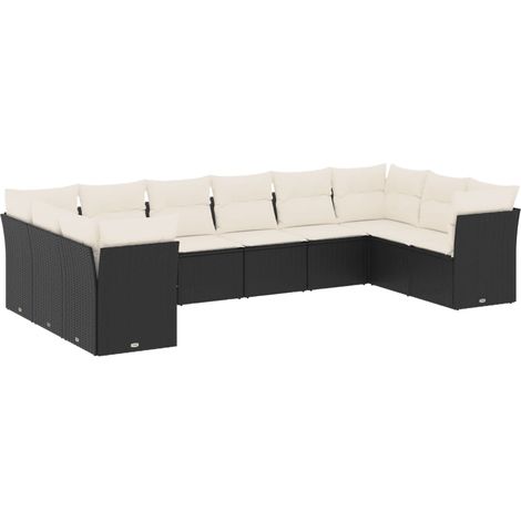 Maison Exclusive - Set de sofás de jardín 10 pzas cojines ratán s (1/5)