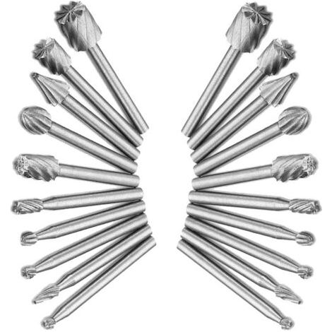 20pcs 3.1mm Queue Rape Rotative en Acier à Grande Vitesse à bois et plastique Pour Dremel Rotatif Outil Utilisé Pour Fine Sculpture Sur Bois,Plastique,Fraises Rotatives (1/5)