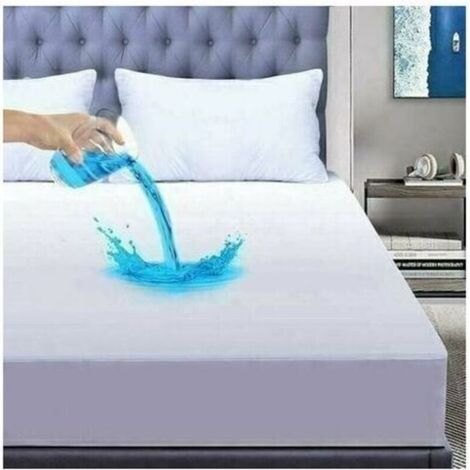 Protector de colchón impermeable de bambú de 200x220 cm, suave e hipoalergénico, antiácaros y antibacteriano, transpirable y elástico, con bolsillos de 30 cm de profundidad. dyk.Trywise