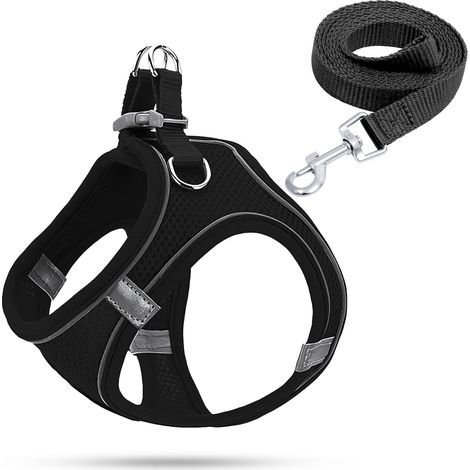 Harnais Chiot,Garnais Chien Lumineux,Harnais Anti Traction pour Petit Chien(Noir,M) (1/5)