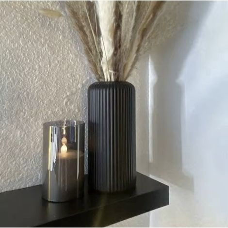 Vase - Vase noir de luxe - Vase moderne - Plastique - Style moderne - Décoration intérieure - Mode - Style classique - Fleurs fraîches (1/4)
