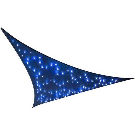 Perel Dreieckiges Sonnensegel mit 100 LEDs Sternenhimmel, atmungsaktives HDPE, wasserdurchlässig, UV-Schutz 90%, 3.6 x 3.6 x 3.6 m Solar LED Beleuchtung, Shade Sail für Garten und Terrasse (1/4)